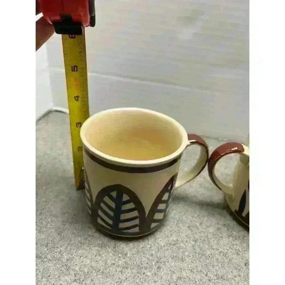 Otagiri vintage coffee mugs floral/leaf pattern blue/brown - Picture 2 of 12